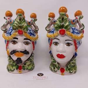 Teste di Moro in Ceramica di Caltagirone dipinta a mano H21