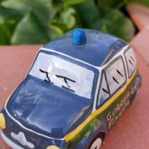 Fiat 500 Guardia di Finanza in ceramica dipinta a mano