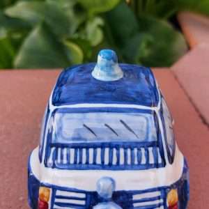 Fiat 500 Polizia di Stato in ceramica dipinta a mano