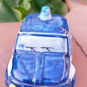Fiat 500 Polizia di Stato in ceramica dipinta a mano
