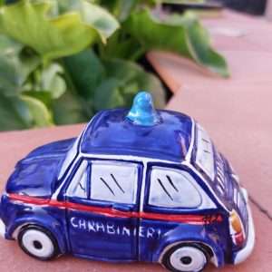Fiat 500 CARABINIERI in ceramica dipinta a mano