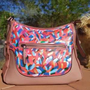 Borsa ecopelle con dipinto a mano astratto esclusiva per uno stile unico
