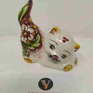 Gatto in Ceramica di Caltagirone decorativo dipinto a mano un prodotto artigianale e un'idea regalo