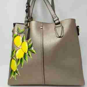 Borsa donna dipinta a mano con limoni Sicilian Style