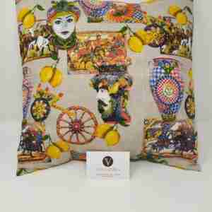 Cuscino in cotone 40x40 cm cucito a mano con cura la Sicilia colore e tradizione