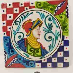 Mattonella "Orlando" in ceramica di Caltagirone dipinta a mano