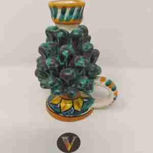 Portacandela in ceramica di Caltagirone dipinta a mano dal design originale Sicilian style
