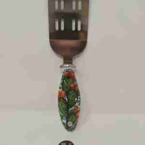 Paletta da cucina manico in ceramica di Caltagirone dipinta a mano con decoro fichi d'india