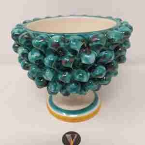 Portavaso Mezza Pigna in ceramica di Caltagirone dipinta a mano