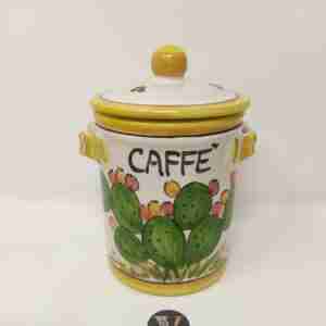 Barattolo porta caffè in Ceramica di Caltagirone dipinta a mano