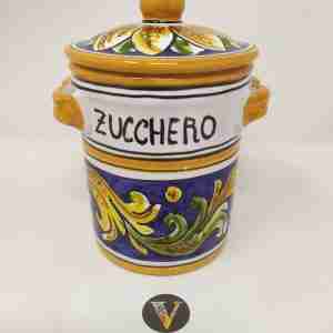 Barattolo porta zucchero in Ceramica di Caltagirone dipinta a mano