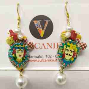 Orecchini Stile Siciliano in Ceramica di Caltagirone dipinta a mano