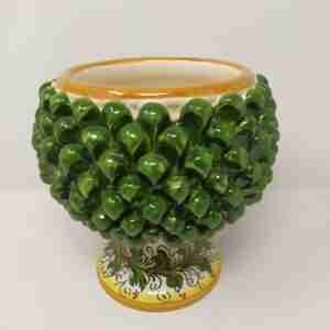 Mezza Pigna vaso in Ceramica di Caltagirone H 20 dipinta a mano