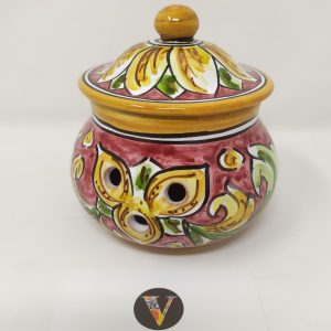 Porta aglio in ceramica di Caltagirone dipinta a mano