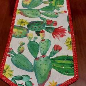 Runner Sicilia fichi d'india in cotone cucito a mano