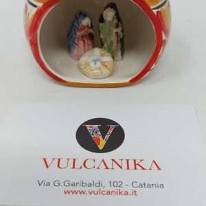 Palla Natale con Presepe in Ceramica di Caltagirone dipinta a mano