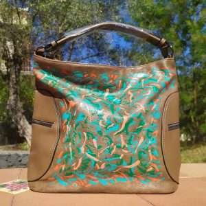 Borsa ecopelle dipinta a mano