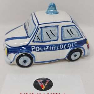 Fiat 500 Polizia Locale in Ceramica di Caltagirone