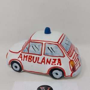 Fiat 500 Ambulanza 118 in Ceramica di Caltagirone