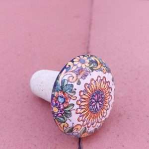 Tappo sughero con base in ceramica di Caltagirone