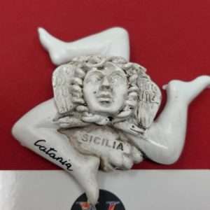 Calamite magnets in ceramica con trinacria dipinte a mano