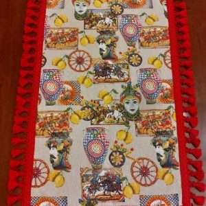 Runner Sicilia in cotone cucito a mano