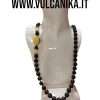 Collana pietra lavica e ceramica