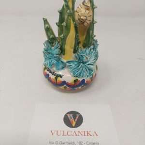 Piantina con vaso in ceramica di Caltagirone